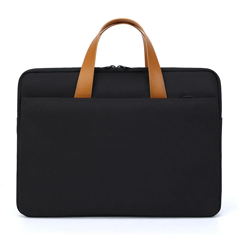 Oxford lightweight laptop bag in blue, horizontal square shape, zipper closure, 14 inch size