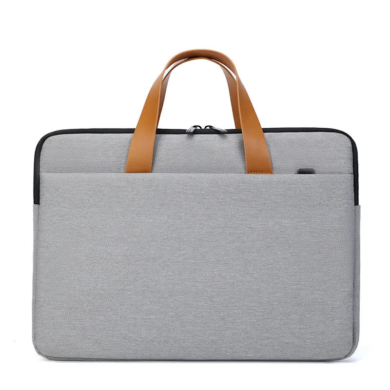 Oxford lightweight laptop bag in blue, horizontal square shape, zipper closure, 14 inch size