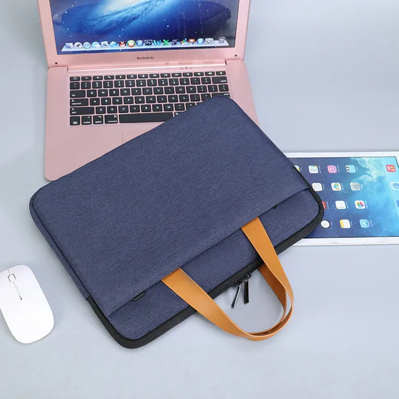 Oxford lightweight laptop bag in blue, horizontal square shape, zipper closure, 14 inch size
