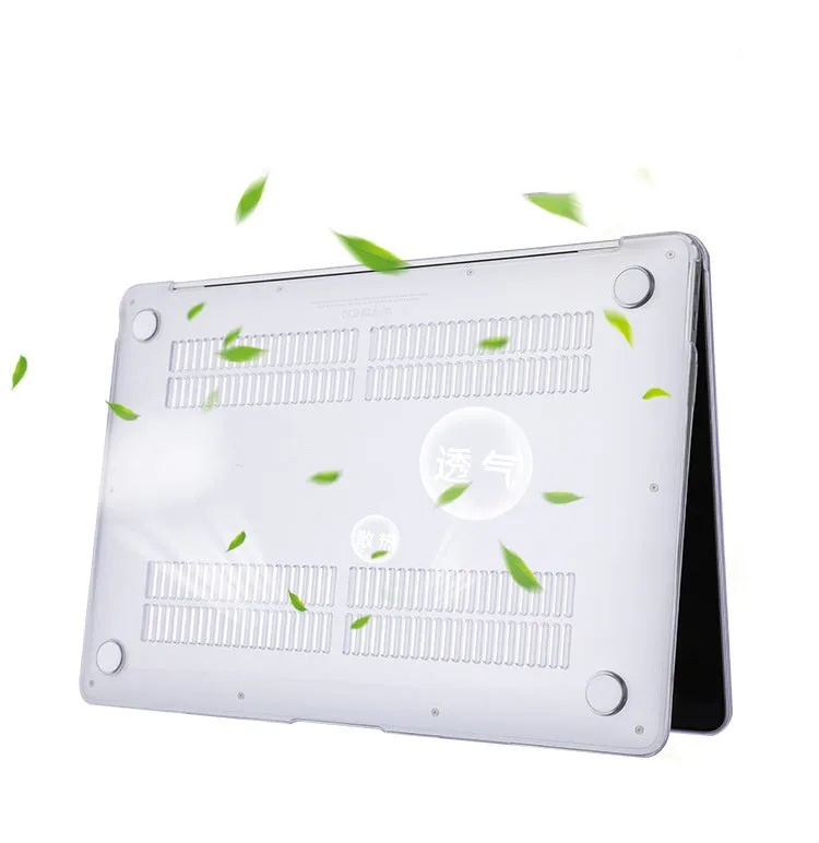 Plastic transparent hard shell case for MacBook Air Pro with see-through logo