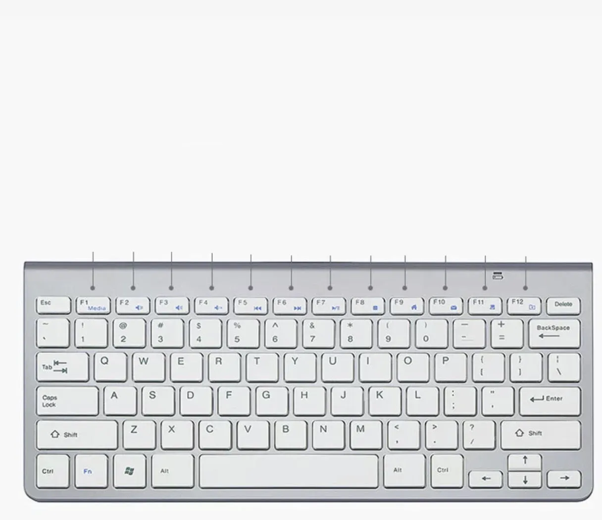 Wireless keyboard and mouse set with slim 10mm keyboard in gold colour on white background