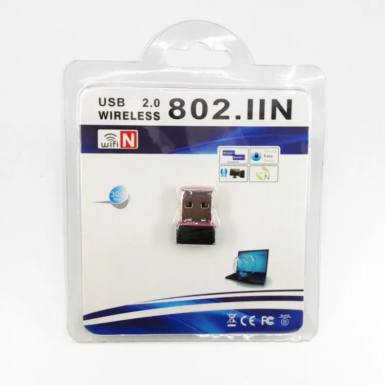 Mini USB wireless network card with RTL8188 chip, 150Mbps, built-in antenna