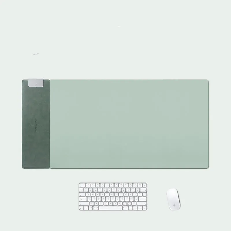 15W fast charging mouse pad with wireless charging desk mat in PU colour changing leather, 818x388mm