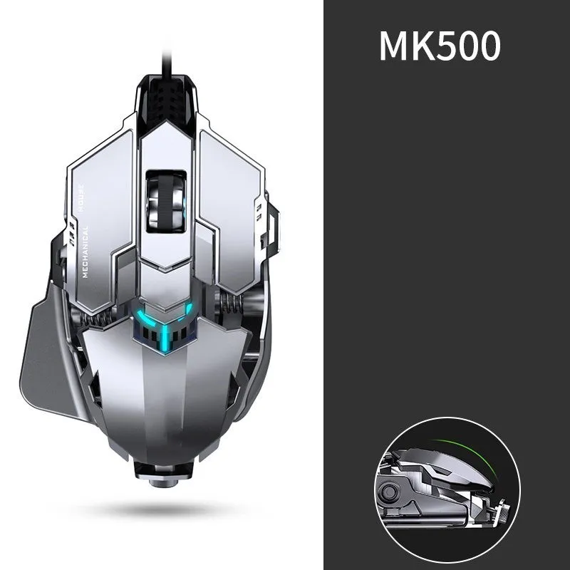 Forerunner MK500 wired esports gaming mouse in metallic black with metal weighted body and USB cable