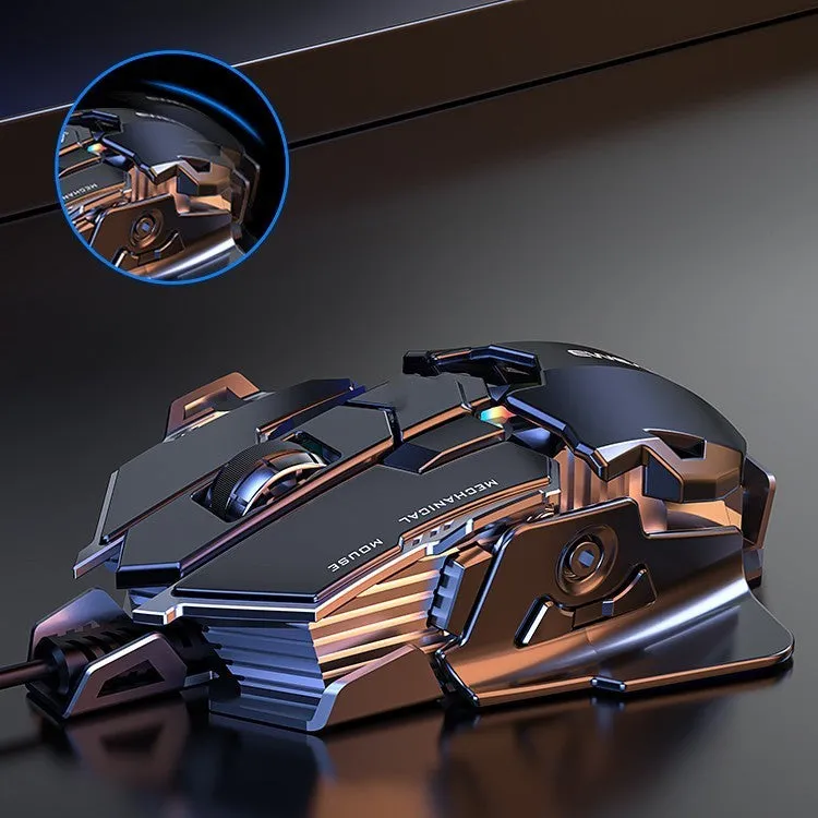 Forerunner MK500 wired esports gaming mouse in metallic black with metal weighted body and USB cable