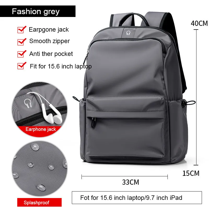 Fashion Simple Travel Bag Trendy Cool Male College Student Computer School Bag in black Oxford spinning fabric