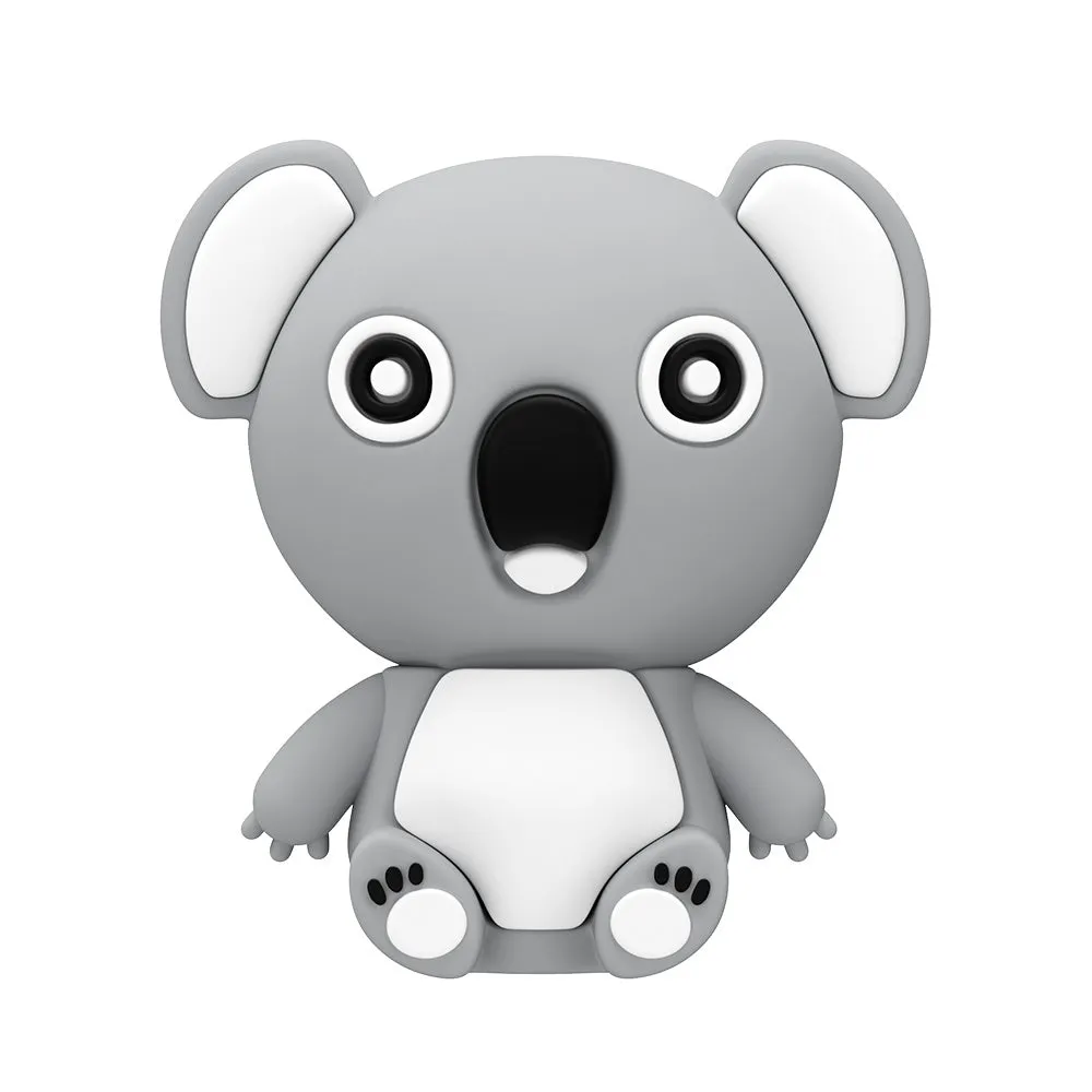 Cartoon silicone USB drive shaped like a koala with USB connector and indicator light, in brown colour