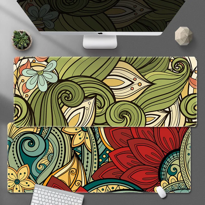 Black red art design XXL non-slip wear-resistant mouse pad on desk