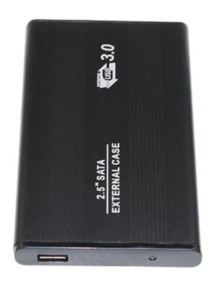 Metal hard disk enclosure with USB 3.0 cable, black, for 2.5 inch SATA drives