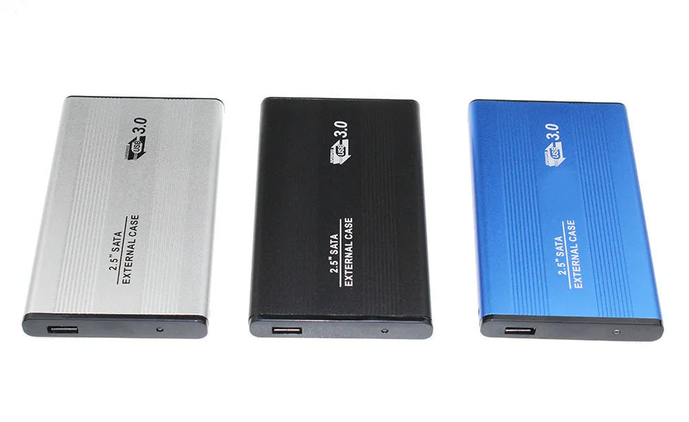 Metal hard disk enclosure with USB 3.0 cable, black, for 2.5 inch SATA drives
