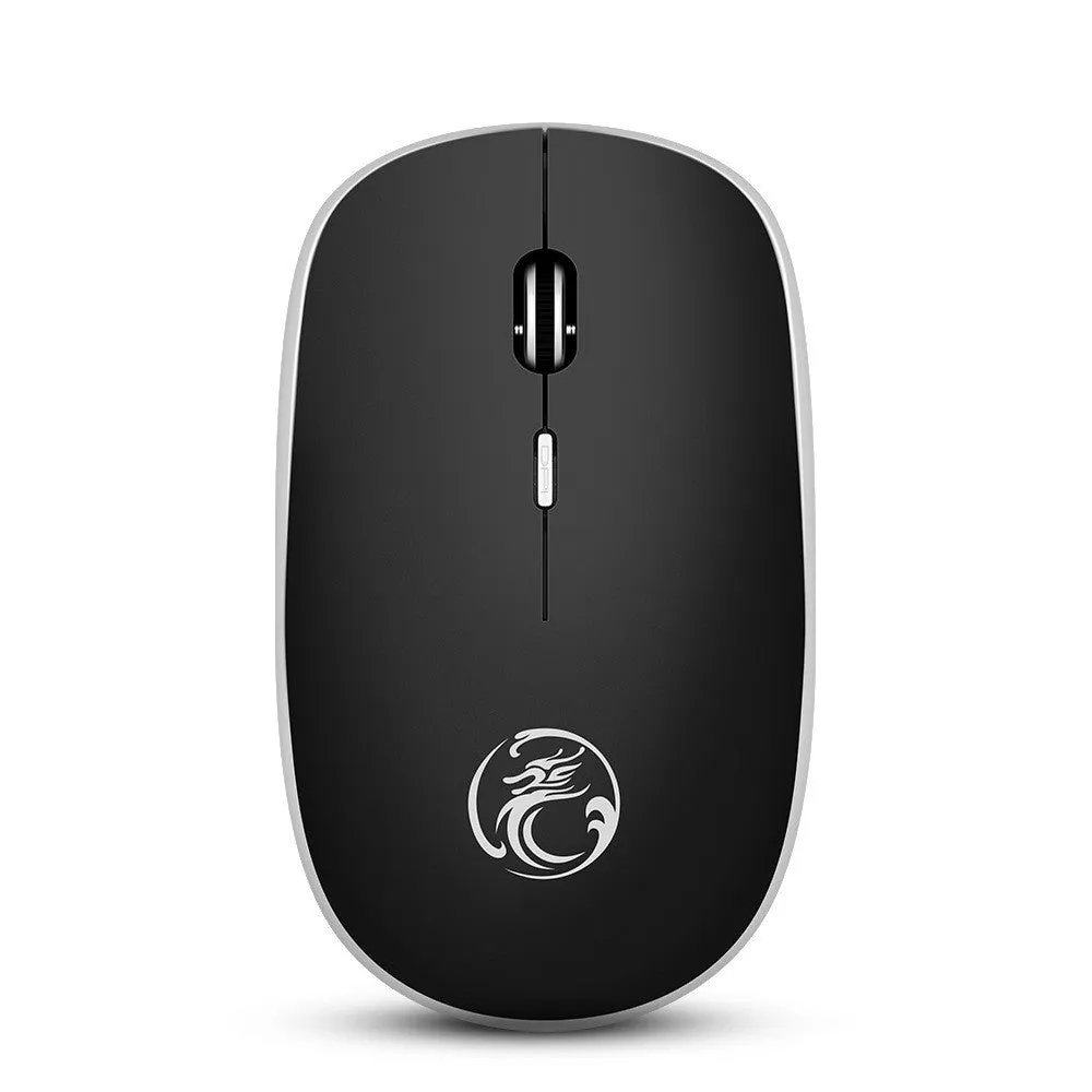 Mute wireless business office mouse, ultra-thin, 2.4GHz, 4 buttons, four-way roller, black