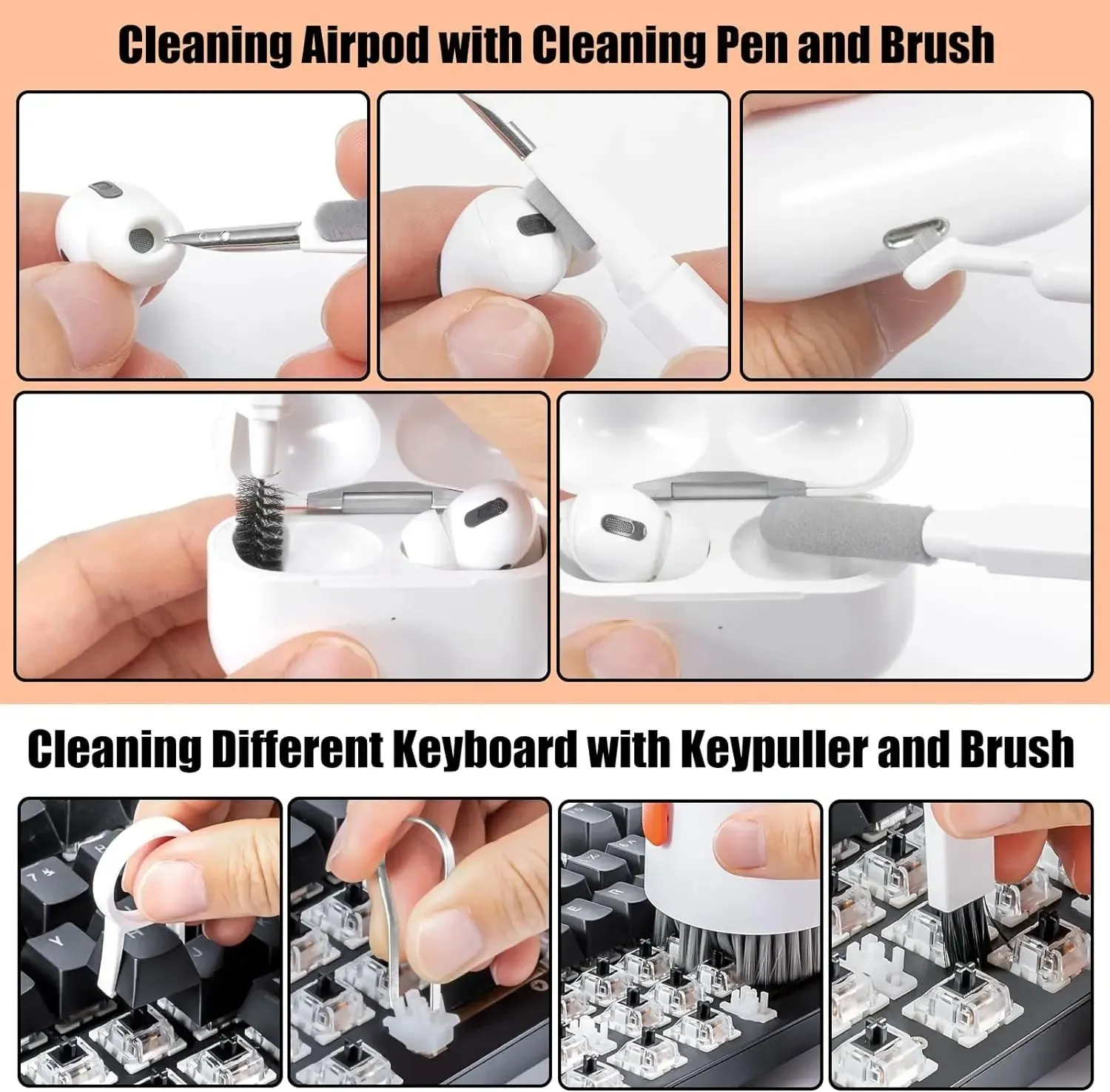 20-in-1 laptop phone screen cleaner kit with cylindrical storage, includes brushes and key puller for keyboards