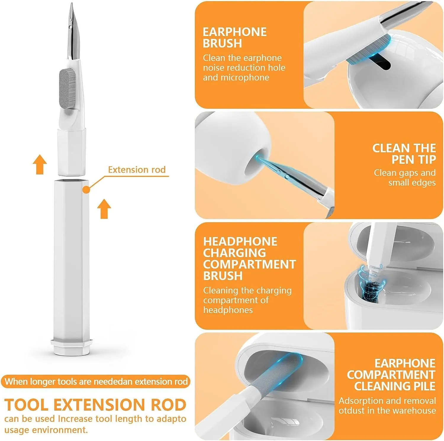 20-in-1 laptop phone screen cleaner kit with cylindrical storage, includes brushes and key puller for keyboards