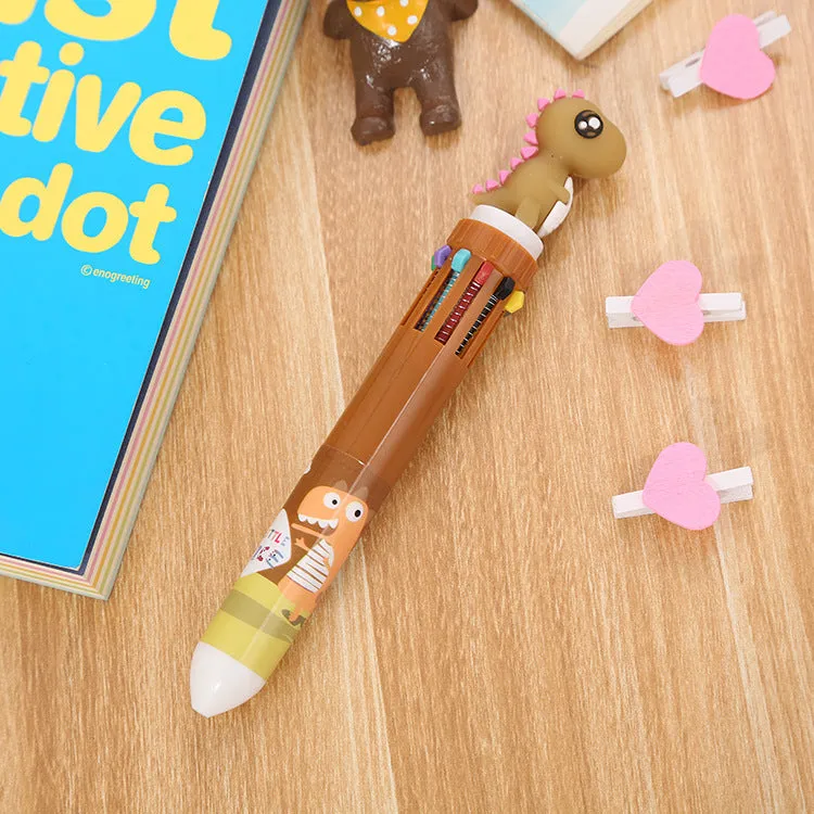 Girly heart cartoon multicolor press ballpoint pen with plastic shell and cartoon telescopic design