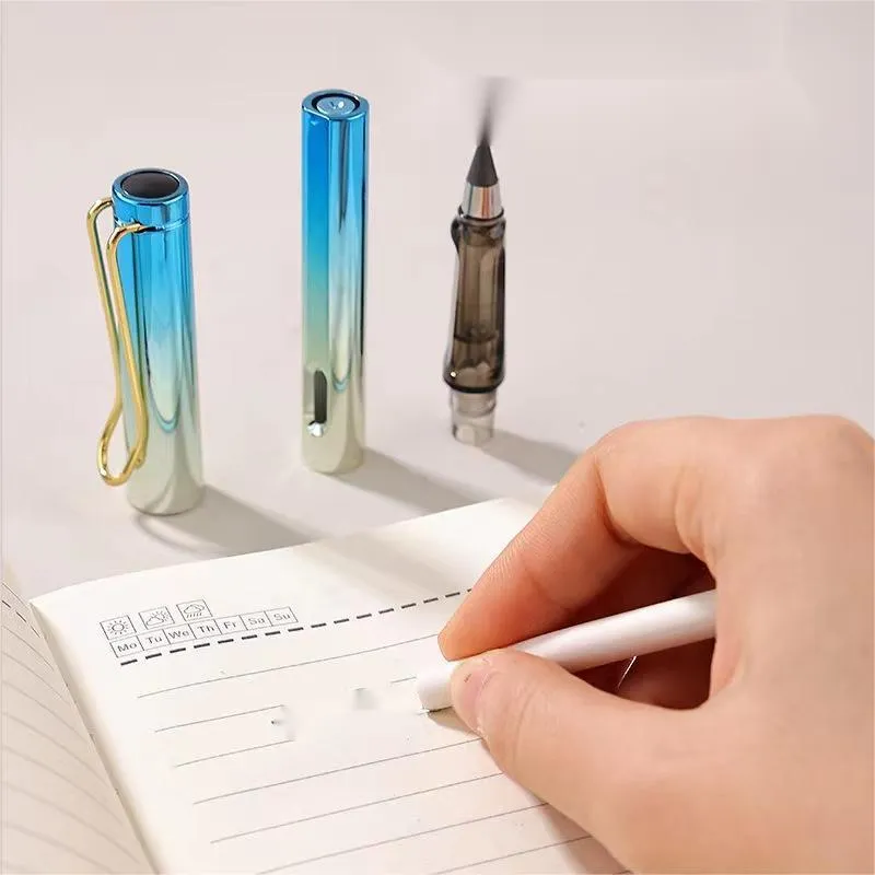 Portable eternal pencil HB gold blue colour with plastic body and copper tip