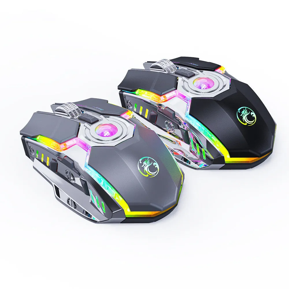 7-button 2.4G silent wireless RGB gaming mouse in black, 3200DPI, 3-level resolution, ergonomic design