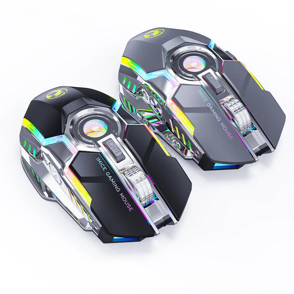7-button 2.4G silent wireless RGB gaming mouse in black, 3200DPI, 3-level resolution, ergonomic design
