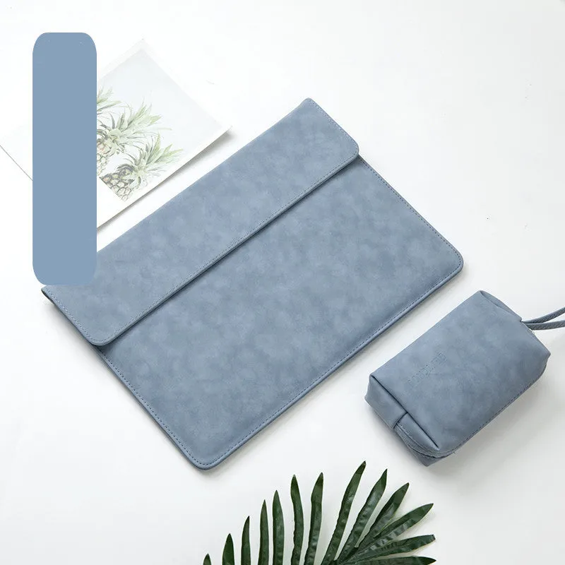 Imitation leather Microsoft Surface laptop sleeve case in fine micro velvet haze blue colour