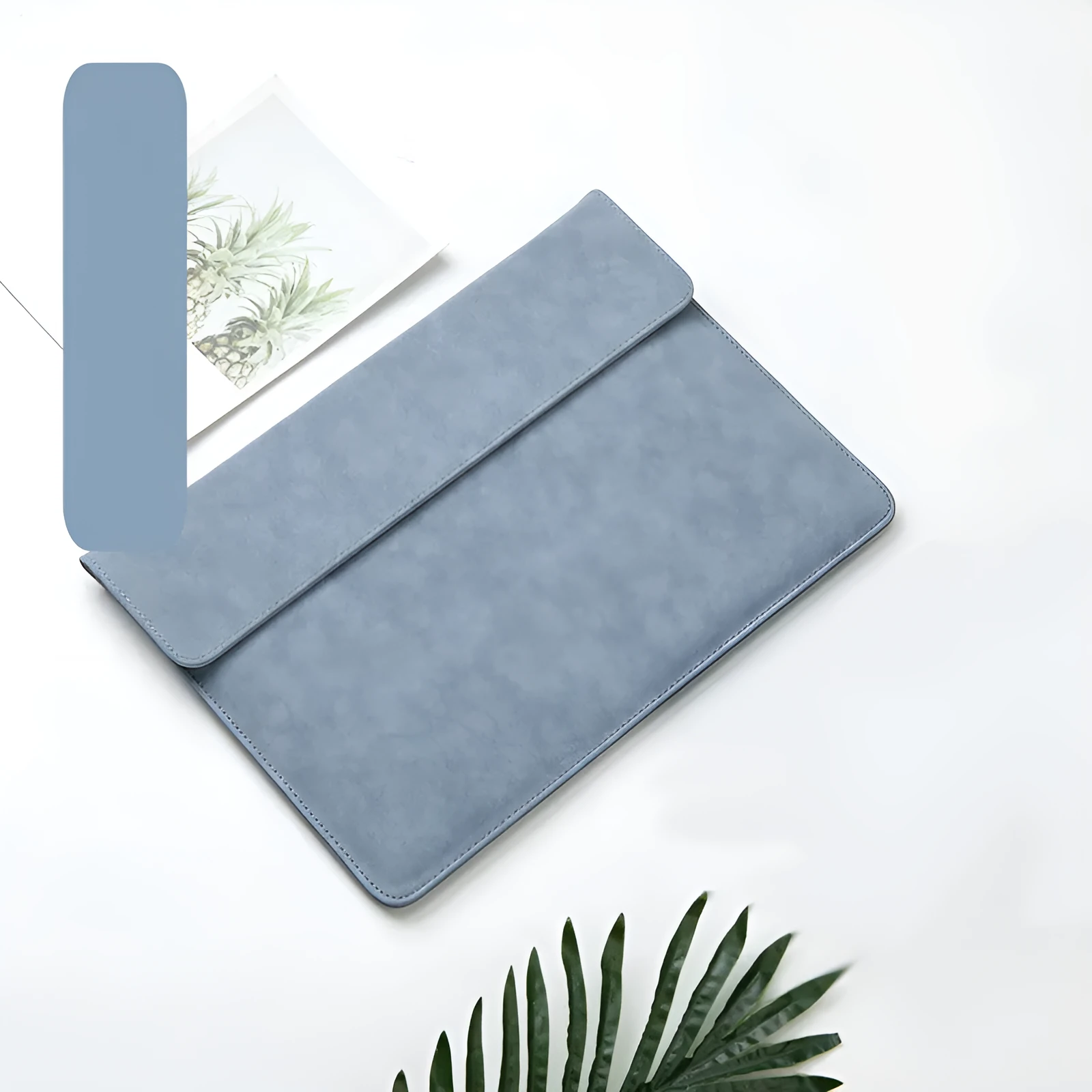 Imitation leather Microsoft Surface laptop sleeve case in fine micro velvet haze blue colour