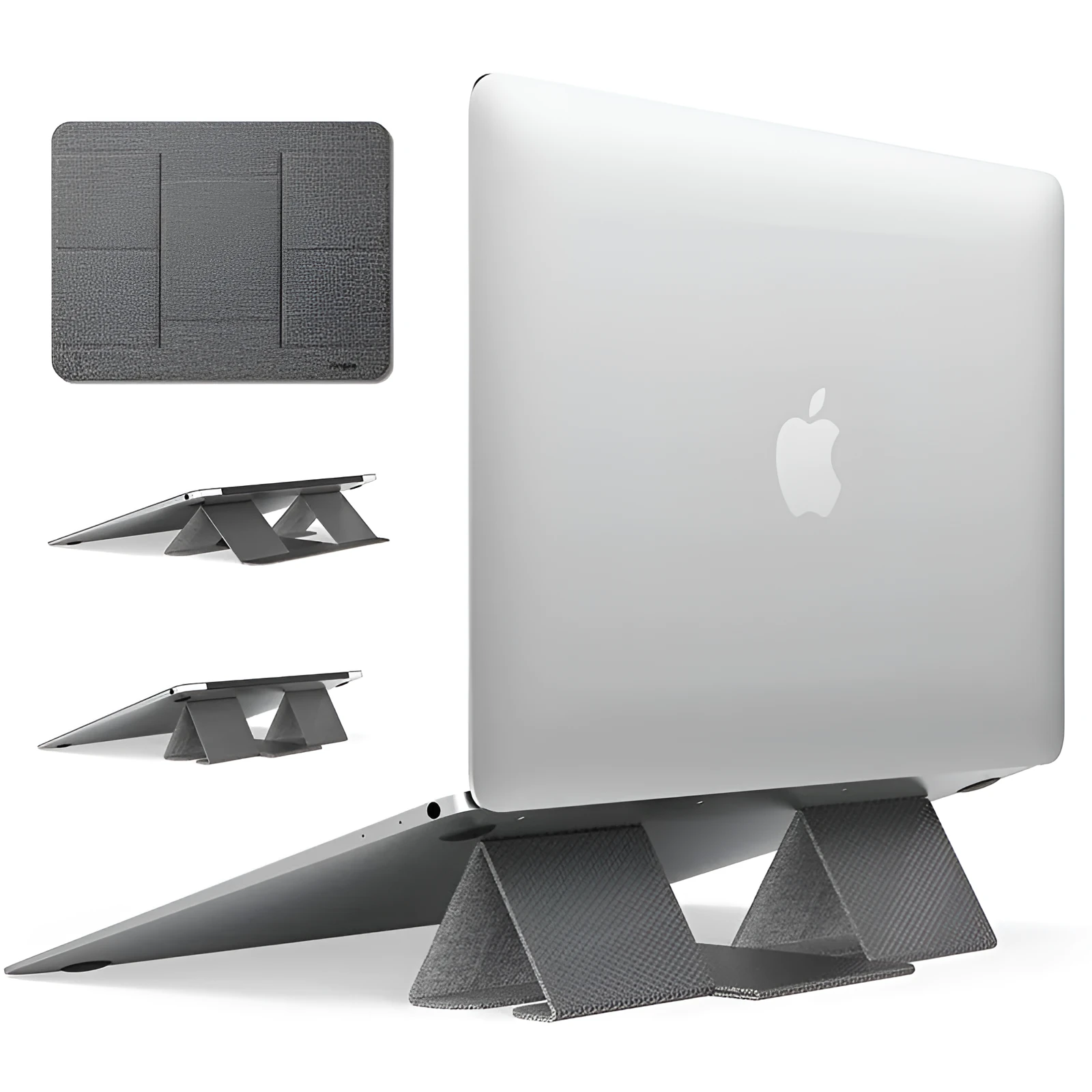 Ringke Folding Stand2 grey notebook stand with PU and metal construction, 210x160mm