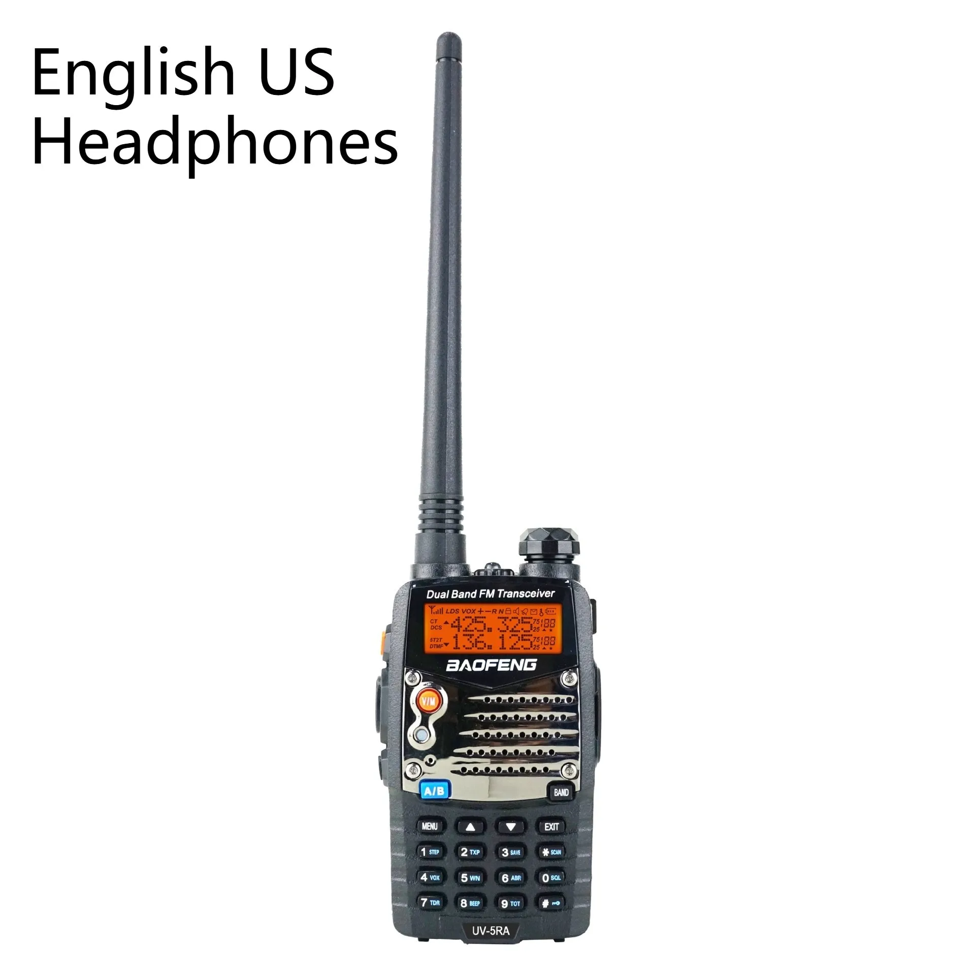 Baofeng UV-5RA dual-band two-way radio with dual display screen and antenna