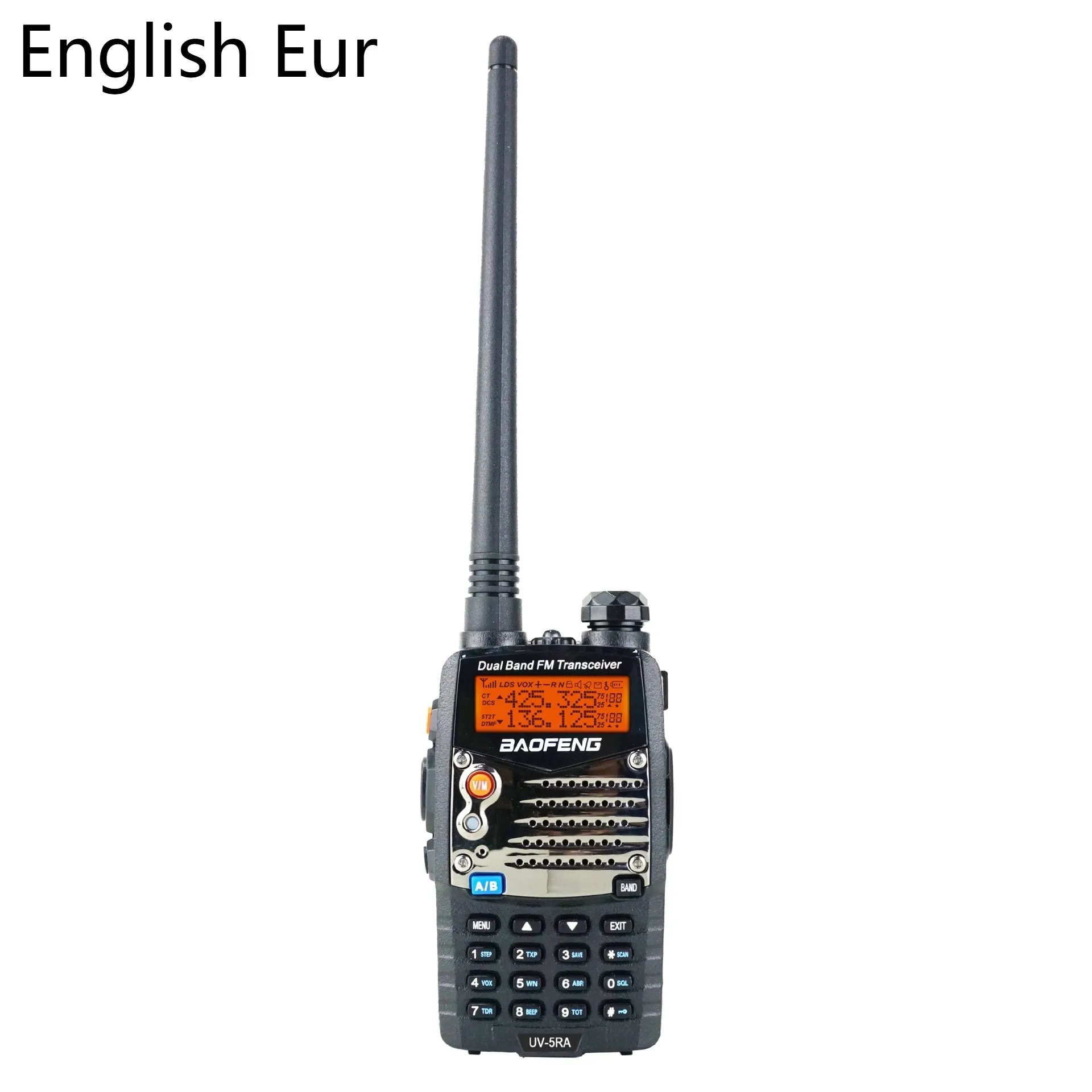 Baofeng UV-5RA dual-band two-way radio with dual display screen and antenna