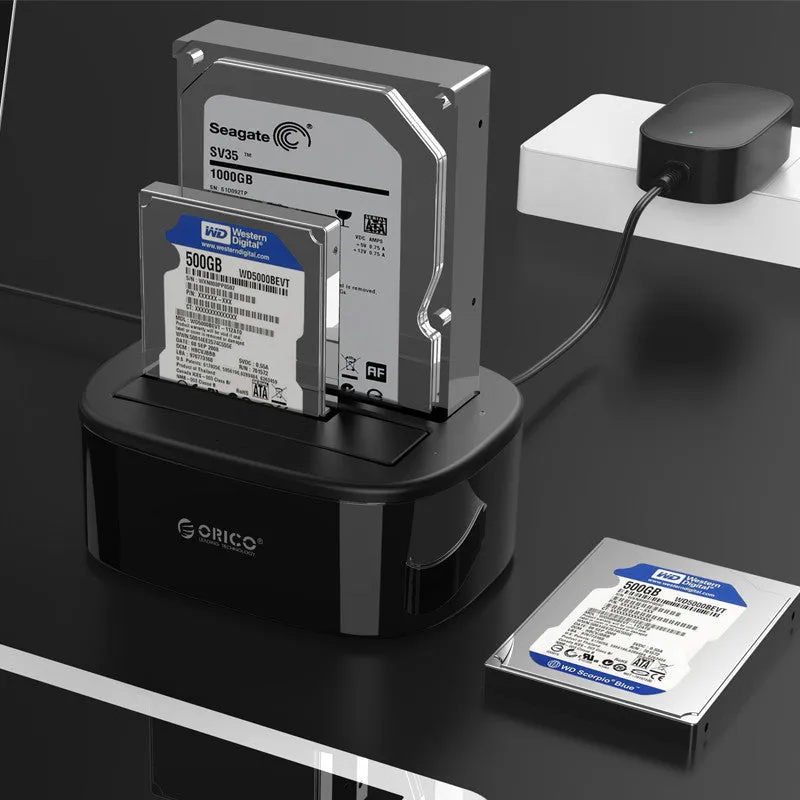 Black 3.5-inch hard disk box holder with ABS enclosure for offline copy