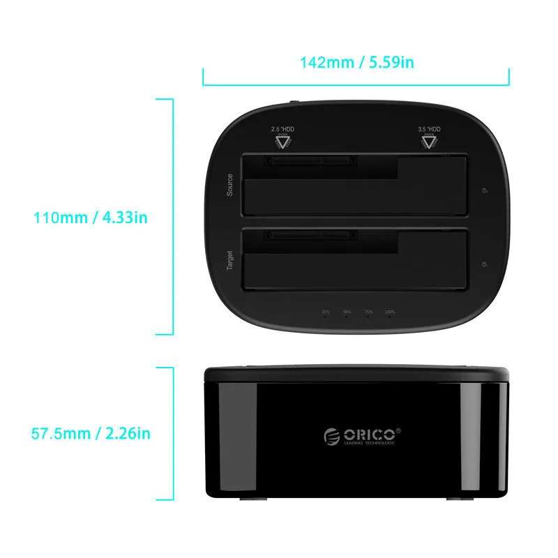 Black 3.5-inch hard disk box holder with ABS enclosure for offline copy