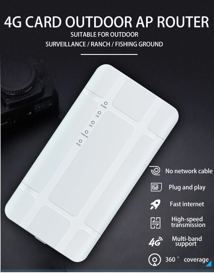 White 4G LTE outdoor CPE router with antennas, 300Mbps dual-band wireless, full netcom