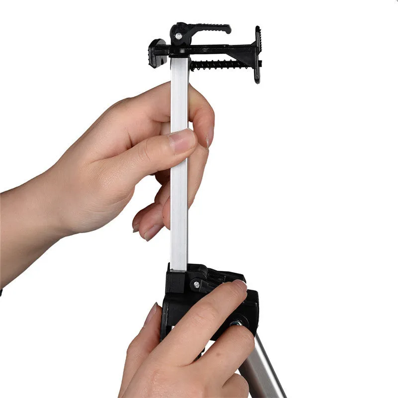 Silver adjustable aluminium alloy easel folded for transport with black carrying bag and shoulder strap