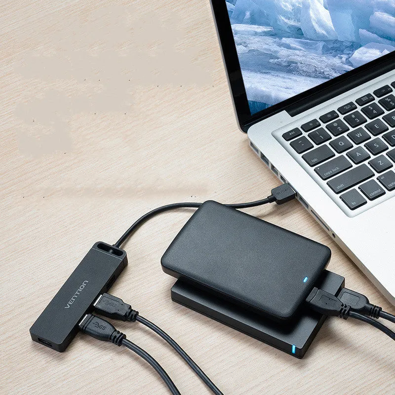 CHM Series USB 2.0 to 4-port hub cable 0.5m black with Micro USB power input