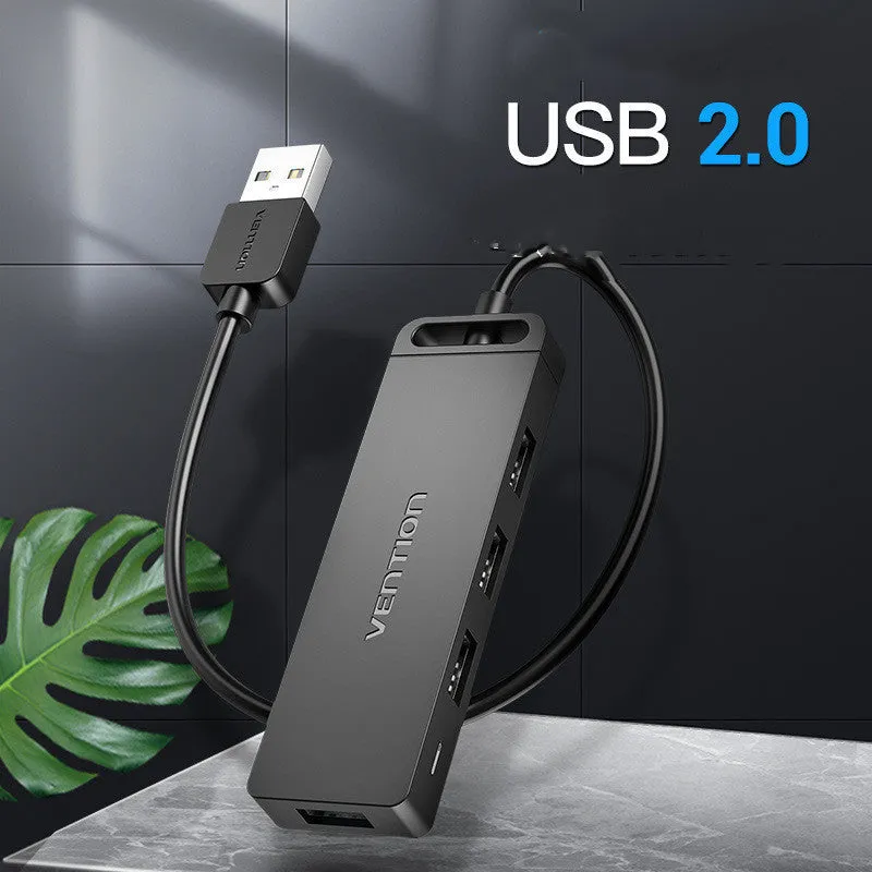 CHM Series USB 2.0 to 4-port hub cable 0.5m black with Micro USB power input
