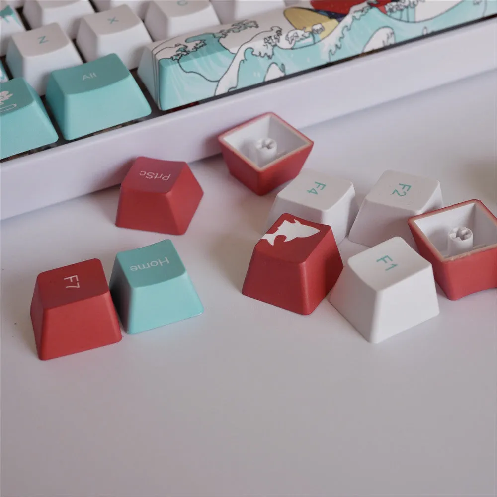 Coral Sea 108-key keycap set for mechanical keyboard with Japanese radical style