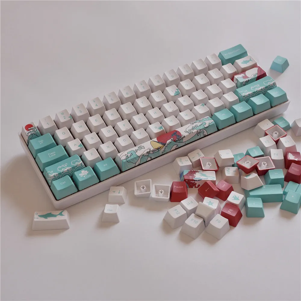 Coral Sea 108-key keycap set for mechanical keyboard with Japanese radical style