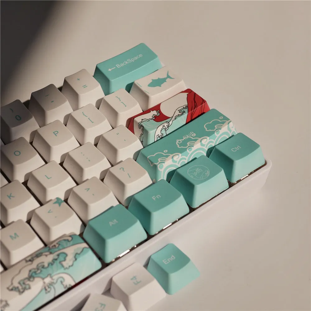 Coral Sea 108-key keycap set for mechanical keyboard with Japanese radical style
