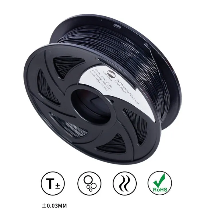 Black TPU filament spool for flexible 3D printing pen consumables