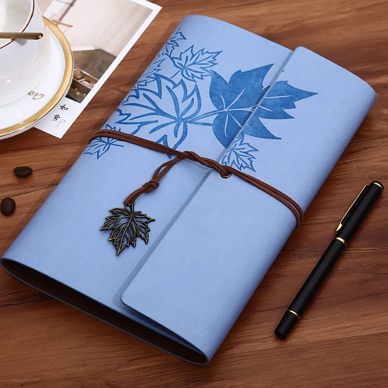 Retro PU leather notebook with discolouration effect, loose-leaf binding, and Daolin paper pages