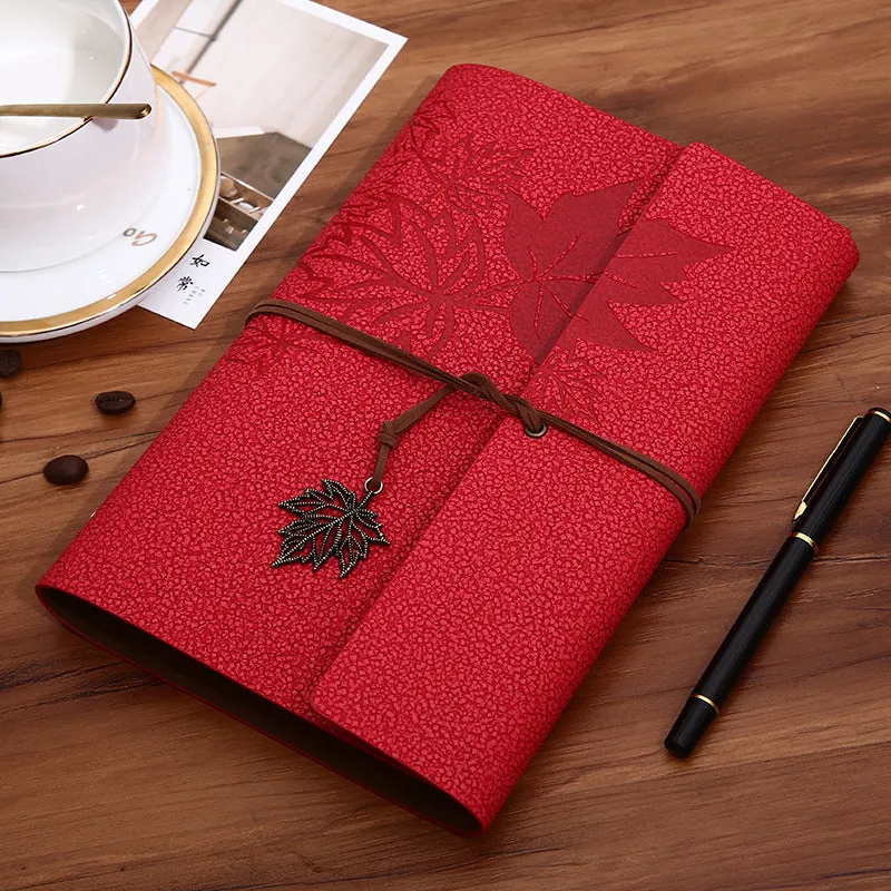 Retro PU leather notebook with discolouration effect, loose-leaf binding, and Daolin paper pages