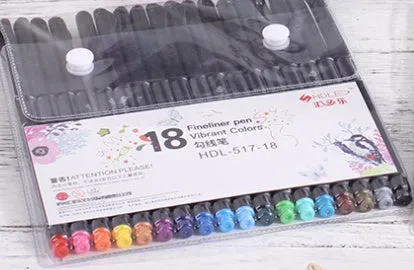 Watercolour pencil set with plastic body in 18 colours, arranged on a white background