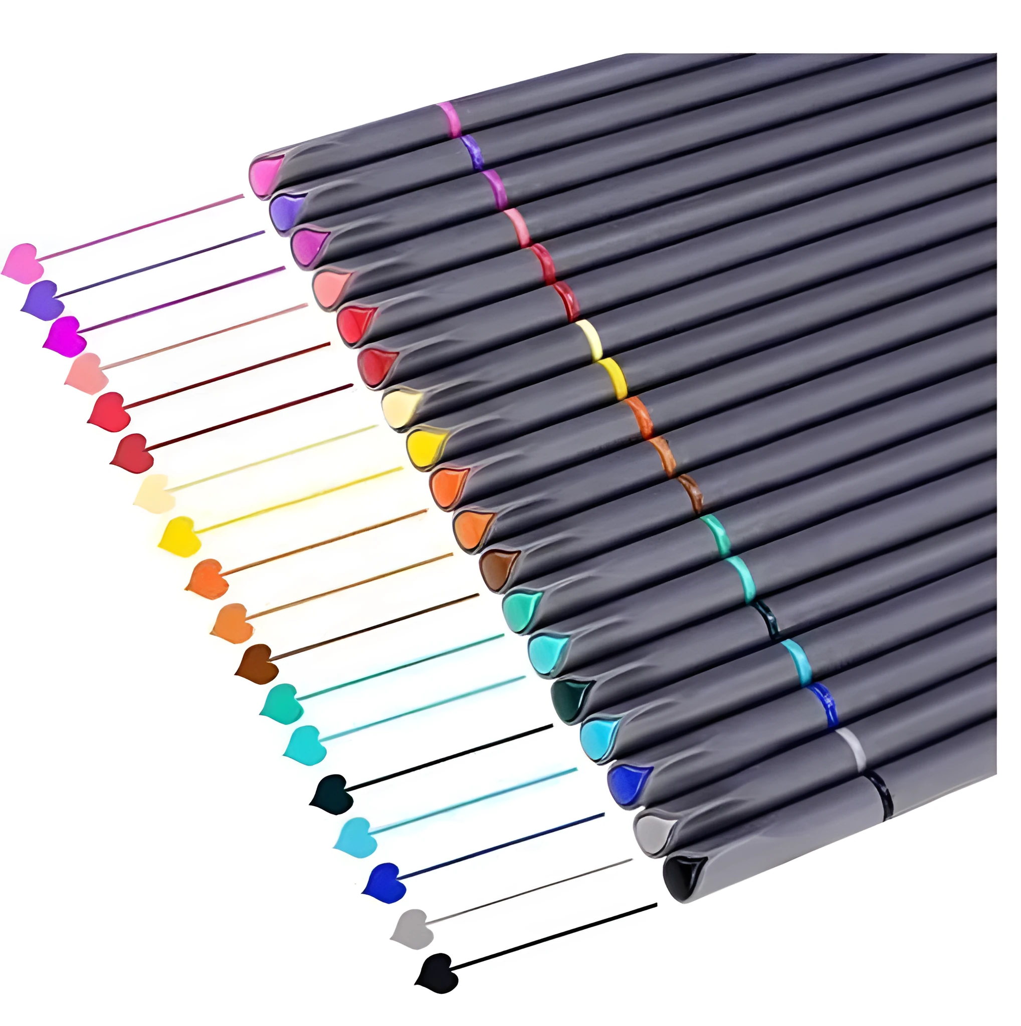 Watercolour pencil set with plastic body in 18 colours, arranged on a white background