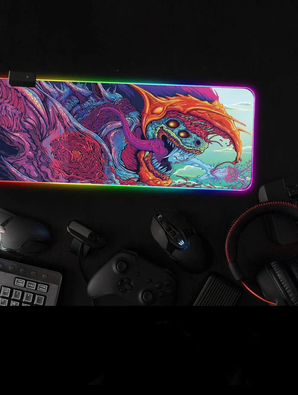 Symphony gaming light-emitting mouse pad with RGB illumination, cloth surface, 300x600x4mm size