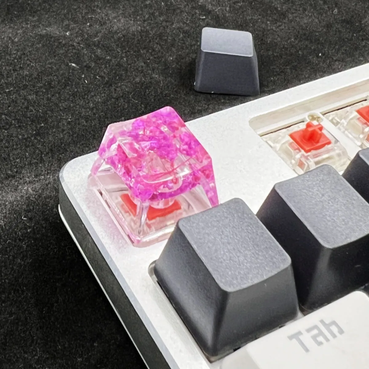 Transparent resin starry sky artisan keycap for Cherry MX mechanical keyboards in multiple colours