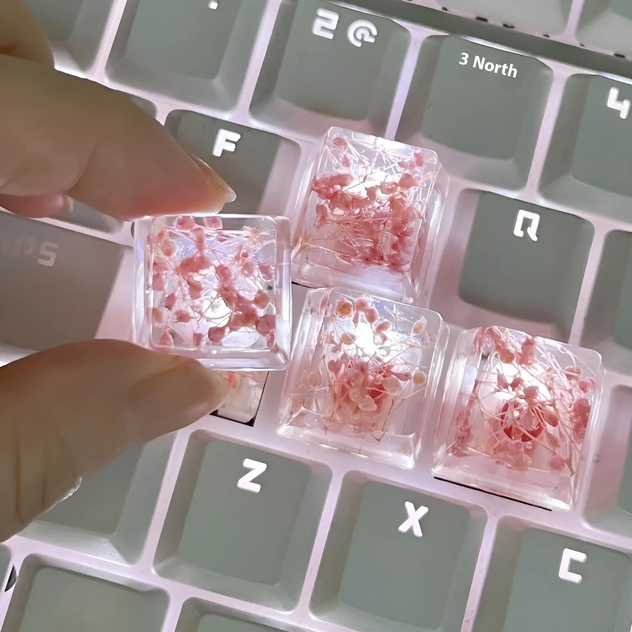 Transparent resin starry sky artisan keycap for Cherry MX mechanical keyboards in multiple colours