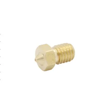 Brass 3D printer nozzle with M6 thread and 1.75mm filament support, 7mm x 12mm size