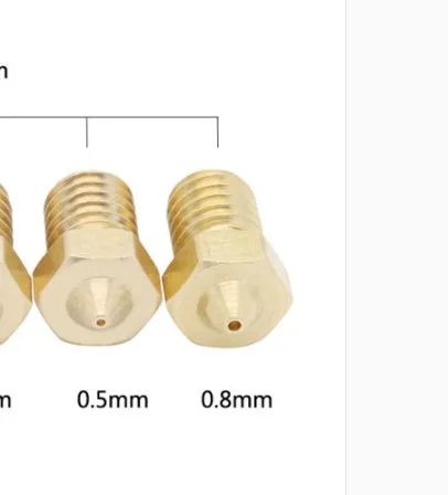 Brass 3D printer nozzle with M6 thread and 1.75mm filament support, 7mm x 12mm size