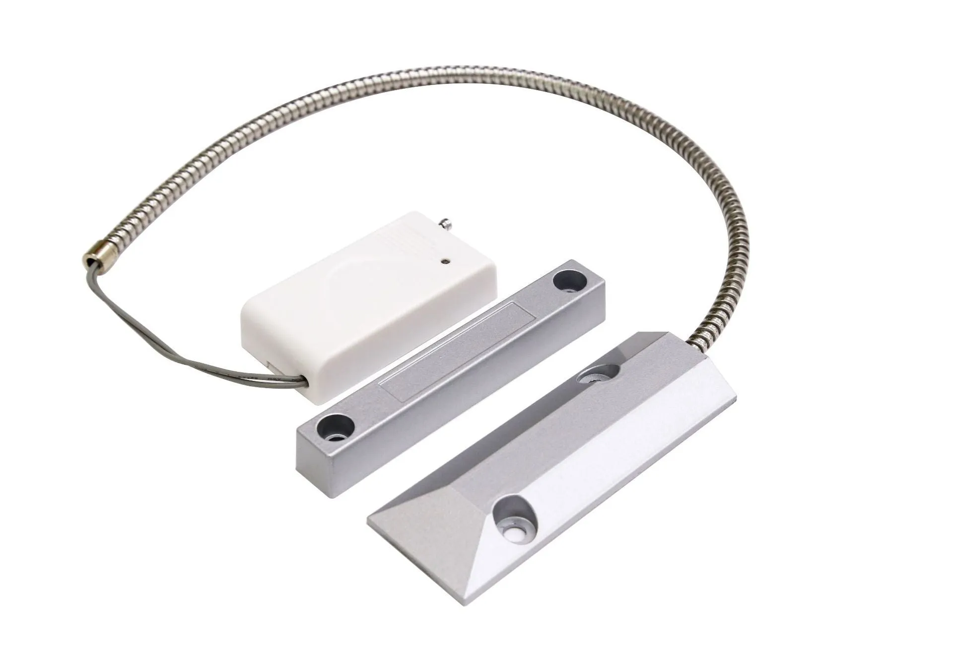Silver wireless rolling shutter door magnetic detector with sensor housing weight 300g