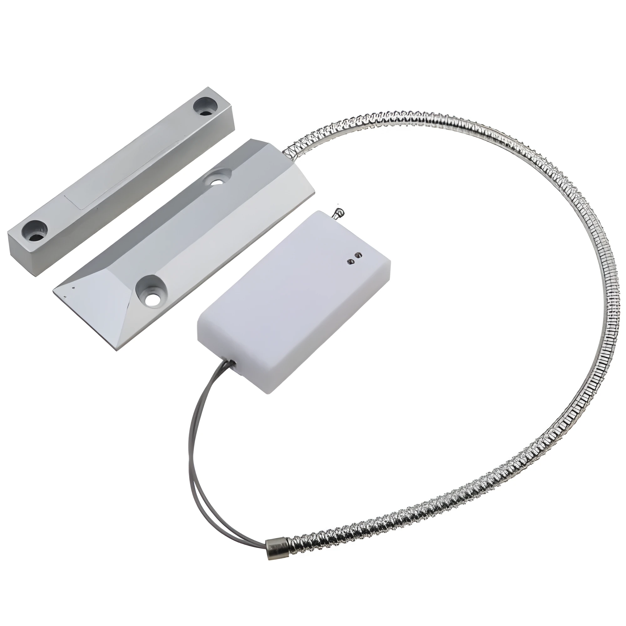 Silver wireless rolling shutter door magnetic detector with sensor housing weight 300g