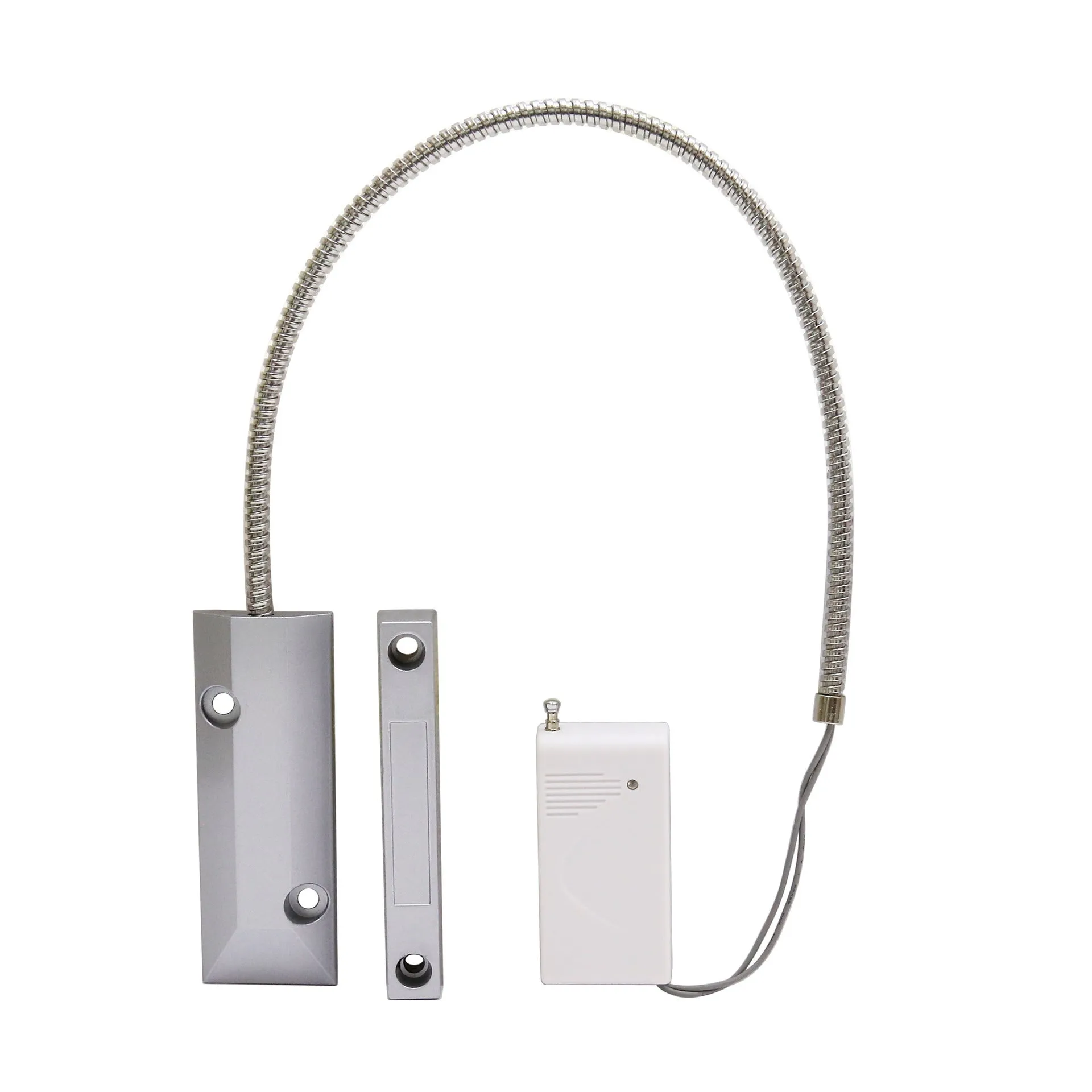 Silver wireless rolling shutter door magnetic detector with sensor housing weight 300g