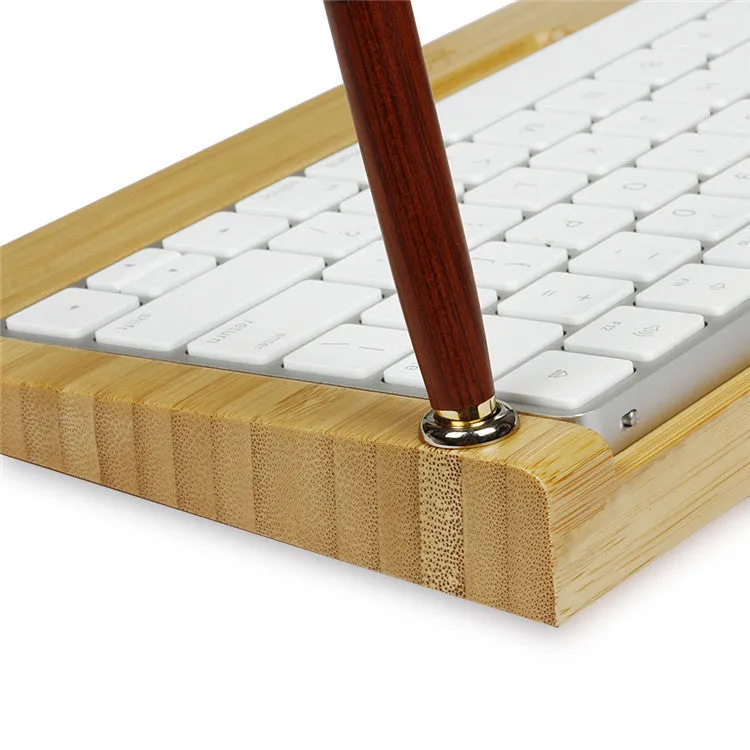 Natural bamboo keyboard holder for Apple Bluetooth Keyboard 2nd generation, compact 31.5x14.7cm size