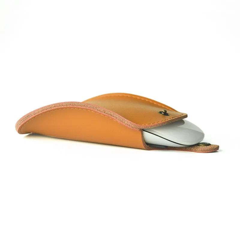 Brown leather storage bag for Apple Magic Mouse 2nd Generation